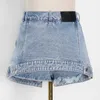 Zomer Mode Denim Shorts Rokken Hoge Taille Patchwork Dames Broek Design Skinny Fake Tweedelige Vrouwelijke Broek 13A137 210525