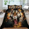 Ensembles de literie 3D Set Animal Tiger Couvrette de couette 2 / 3pcs