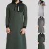 Islamisk muslimsk arabisk tröja 2021 långärmad huva för män med ficka Abaya Saudiarabien huvtröjor Robe Kläder1