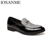 Klänning skor mode läder män casual silver italiensk cool designer manlig skor glida på elegant affär oxford för