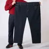 Plus Size 42 44 48 50 52 Heren Classic Black Jeans Zakelijke Casual Rechte Losse Denim Stretch Mannelijke Merkbroek 211111