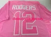 Homens homens jovens Aaron Rodgers Custom costurada Jersey de futebol rosa xs-5xl 6xl