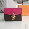 Diseñador- Moda L Patrón de flores Monedero Bolsos Monederos Mujeres Estilo clásico Cartera de cuero para mujer