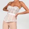 DEAT KVINNOR SOLID FÄRG HÅLIGA UT LACE TUBE TUMP TOMERAMENT SEXY STIL TANKT TOPS SOMMER FASHION 13D107 210527