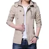 Men's Trench Coats Men Hooded Coat Streetwear Vintage Style Overcoat Autumn Fashion Clothing Outer Wear Clothes Viol22