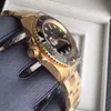 ST9 Qualidade de aço relógio automático mecânico 40 mm Full K Color dourado Cerâmica Dial preto Dial preto Glide Flod Glasp Glass Sapphire Glass 116613 16613 Mens Wristwatches