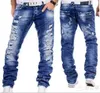 Dżinsy Mężczyźni Mężczyzna Jean Homme Męskie Męskie Klasyczne Fashions Spodnie Denim Biker Pant Slim Fit Baggy Proste Spodnie Projektant Ripped1