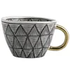 Creative Geometric Ceramic Mugs With Gold Handle Handmade Coffee Cups Irregular Shaped Milk Mug Cup Unique Gifts Home Decor