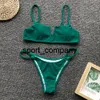 Femmes vert Bikini ensemble de natation solide rembourré Push Up maillots de bain taille basse Sexy Mujer maillot de bain deux pièces coupé bas maillot de bain