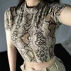 Sexy Crop Top Mulheres Snake Imprimir Tanque Slim Primer Colete Collar Harajuku Camiseta Femme Meninas Camis 210607