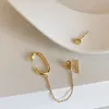 Neue Vintage Gold Silber Farbe Geometrische Quadratische Kette Ohrbügel Ohrclip Anzug Metall Ohrstecker Für Frauen Schmuck