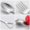 Coffee Spoon Fork Shovel Cutlery Stainless Steel Ice Cream Dessert Spoons Scoop Teaspoon Fruit Shovels Forks Tableware HY0318