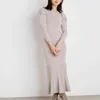 Moda-Kuzuwata Outono Mulheres Robe Japão Estilo Doce Vestidos Destacável Decote Renda Collar Sólida Slim Ruffles Sereia Vestido