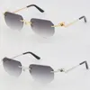 01200S Randlose Unisex-Mode-Sonnenbrille aus der Leopard-Serie, Metall-Fahrbrille, hochwertige Designer-UV400-3,0-Dicke, rahmenlose Brille mit diamantgeschliffenen Gläsern