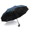 Anti UV Hommes Parapluie Automatique Manche En Bois Revêtement Noir Golf Soleil Parapluie Pluie Femmes Coupe-Vent 10 Côtes Auto Parasol UPF50 210223