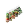 Smoking More Cool Colorful Portable Pyrex Thick Glass Dry Herb Tobacco Cigarette Holder One Hitter Catcher Innovative Design Filter Handmade Mouthpiece DHL Free