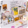 W G 3PCS Conjunto Ins kawaii Deskpot Organizer Makeup Storage Box 3 Shelf Container Gaveter Cabinet Rack Enviar adesivo Decoração de casa 210330