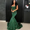 Green Spaghetti Mermaid Robes de soirée Share Train Satin Formel Formel Fête Chambres de Taille Plus Taille Robe de Soirere