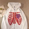 American Fashion -selling Skeleton Printing Anime Men Women Long-sleeved Zipper Hoodie Jacket Loose Streetwear Y2K Pullover 211206