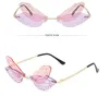 Novo Tipo Dragonfly Wing Metal Sunglasses Personalidade Comércio Tonalidade Mulher Designer de Marca Sem Rimes Funny Women Sun Óculos UV400