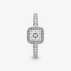 Nouvelle marque 100% 925 sterling argent bleu carré sparkle halo ring for women wedding ring bijoux 314t