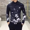 Lifenna Moda impressão camisa homens Royal retro camisas de manga longa camisas festa de festa smoking camisetas Casual Slim Fit streetwear homme 210528