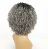 15 inches Afro Kinky Curly Synthetic Wig Side Apart Pelucas Simulation Human Hair Wigs Grey Color perruques de cheveux humains MS91715449