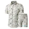 Designer-Men Shirts+Shorts Set New Summer Casual Printed Hawaiian Shirt Homme Short Male Printing Dress Suit Sets Plus Size