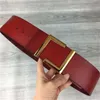 MEN039S Tasarımcı Kemeri Premium Kirpisi Deri Siyah ve Kırmızı Bayanlar Moda Mektubu Büyük Altın Toka Kemerleri 70cm genişliğinde Hediye Kutusu4680790