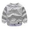 Vår Höst 2-10 år gammal Barn Långärmad Tecknad film Animal Print Patchwork Fake 2 PCs Kids Basic Sweatshirt Baby Boy 210529