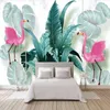 Fonds d'écran Milofi Personnalisé 3D Papier Peint Mural Nordique Petites Plantes Tropicales Fraîches Flamingo Salon Chambre Fond Décoration Murale Douleur