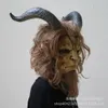 Máscara de festa de filme e TV com Bela Fera para Halloween Role Play Props Animal Lion Headgear9343167