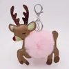 Novo Plush Christmas Elk Keychain Senhoras Bag Pingente Chaveiro PU PU Couro Fawn Pingente Chaveiro Presente de Férias Atacado G1019