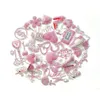 35pcs Alloy Light Pink Rhinestone Mixed Fashion Charms Picked at Random Fit for Women's DIY Jewelry Accessories F9