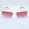 Ancient Rimless Sunglasses Small Square Big Designer Sun Shades Cool Rapper Shades Party Eyewear Gafas De Sol French