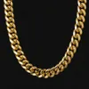 Hip Hop Jewelry 18mm Iced Cuban Link Chain, 18 k Miami Cuban Link Curb Chain for Men, Never Fading Solid Necklace X0509