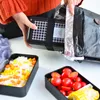 Bezpłatne plastikowe pudełko na lunch z podwójną warstwą pojemnika na żywność wielofunkcyjną Lady Kid Lunchbox Black 2000ml Y200429