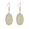 Resin Druzy Drusy Charms Earrings Oval Hexagon Fashion Dangle Earring for Women Party Gift