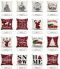 クリスマスピローケース18x18インチリネン装飾スローピローカバー赤い格子縞サンタディアクッションカバーのクリスマスホリデーの装飾