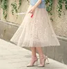 Skirts Shanghai Story Women's Tulle Plain Pleated Skirt Midi One Size Three-dimensional Embroidery Mesh Yarn