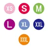 ملصقات التسمية مستديرة حجم الملابس XS / S / M / L / XL / XXL / XXXL ورقة لاصقة العلامات حجم ملصقات الملابس اللباس الملابس