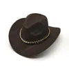 Autunno Inverno New Vintage Lana Cappello da cowboy occidentale per Womem Uomo Tesa larga Cowgirl Jazz Cap con berretto Toca Sombrero in pelle