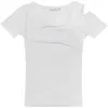 S-XL Tee-shirt Femme Coton À Manches Courtes Plis T-shirt Été Mode Coréenne Noir T-shirts Hors Épaule Y2K Vêtements Pour Femmes 210604