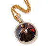 Anpassad POS -halsband Fashion Gold Plated Circle Memory Iced Out Pendant Mens Hip Hop Halsband Jewelry6803445