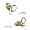 Mão de maquiagem de mão espelhos românticos vintage mão segure espelho oval cosmético mãos ferramenta com punho para as mulheres rra12195