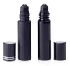 fashional new 10ML Black Essential Oil Bottle Glass Roll On Perfume Crystal Roller Ball Bottles black Matte Glossy bottle