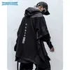 Japonés streetwear hombre sudaderas con capucha hip hop bordado jersey patchwork falso dos darkwear tops techwear sudaderas con capucha michalkova 201127