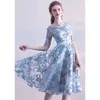 Платье для вечеринок Женщины Синий Серый S-3XL Плюс Размер Повязка Весна Лето Элегантный хост Банкетный банкет Vestidos LR210 210531