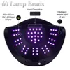 Lámpara LED UV, secador de luz para manicura de 60LED para esmalte de uñas de Gel con Sensor de movimiento, Interruptor táctil, 4 modos de temporizador