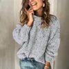 Panels pour femmes Femmes Grey Solid Basic Pumper O-Leck Knitwear 2023 Automne Hiver pour femme à manches longues Sleat Sweater Chicwomens